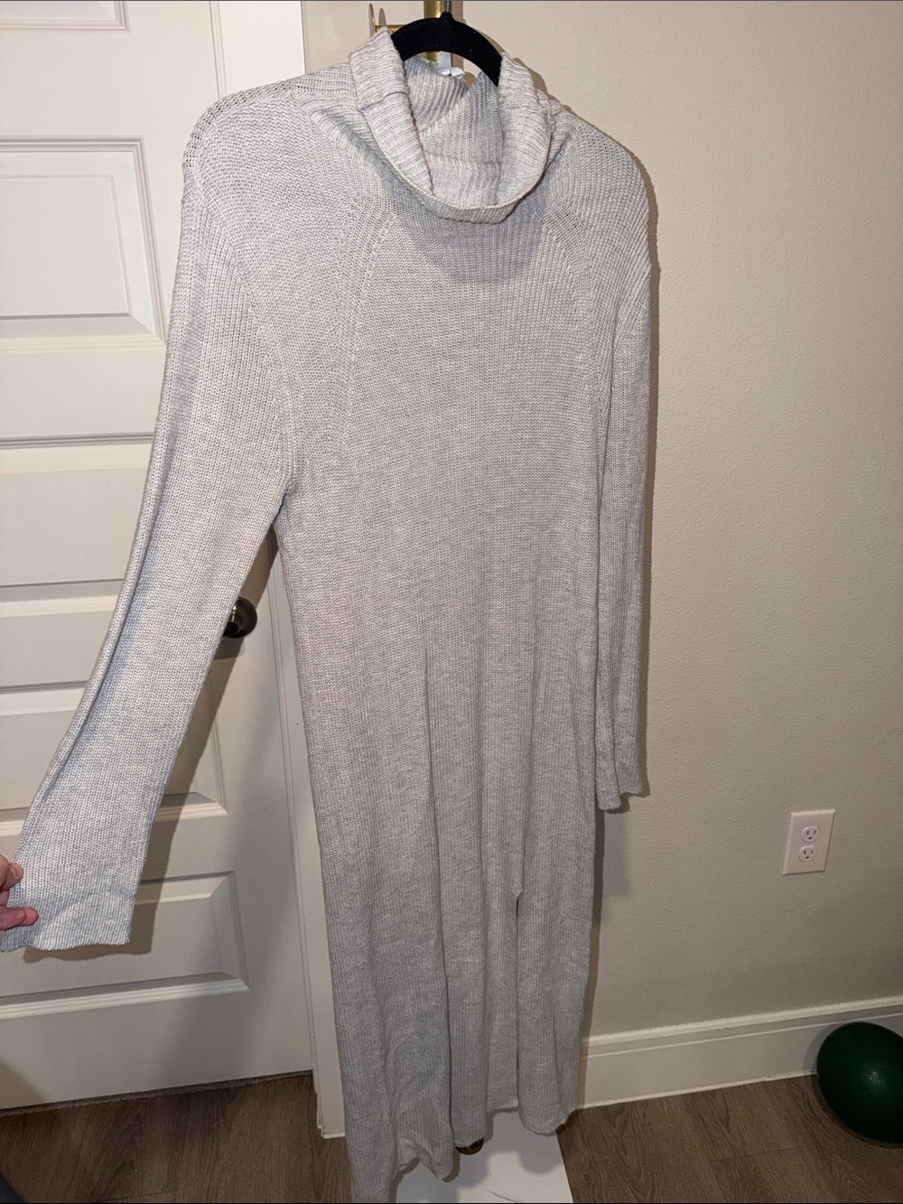 Turtleneck Knit Sweater Dress - Light Gray